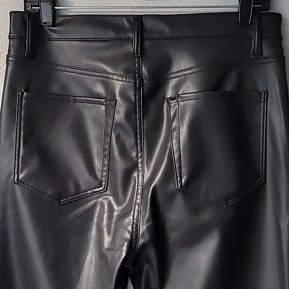 7 For All Mankind Faux Leather Straight Leg Pants, Size 31, Color Black - Picture 7 of 12